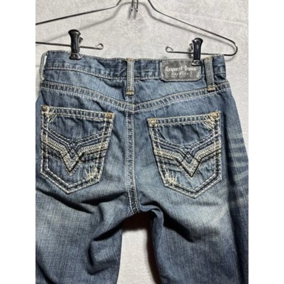 Request Premium Jeans Youth Boys Size 12 Short Medium Wash Distressed Straight - Picture 8 of 12
